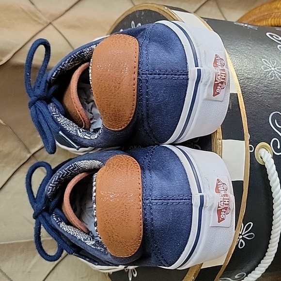 EUC- Vans ‘Era 59’ Unisex Dress Blue Canvas & Leather Boat Shoe / Sneaker - Picture 5 of 7